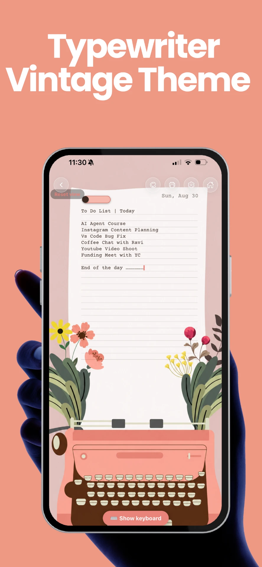 Pick a vintage typewriter theme